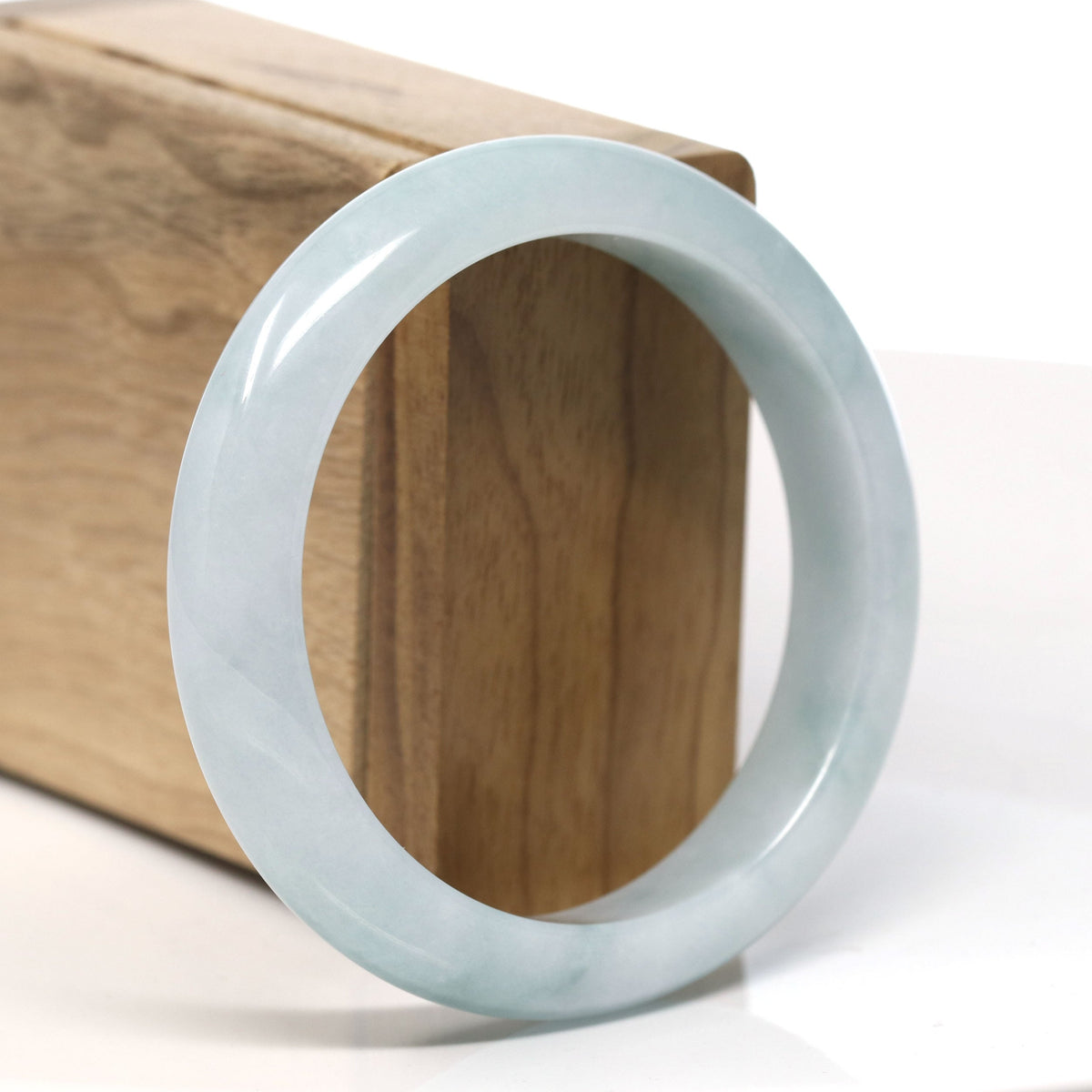 ™ "Classic Bangle" Genuine Jadeite Jade Green Bangle Bracelet (57.7 mm)#T761