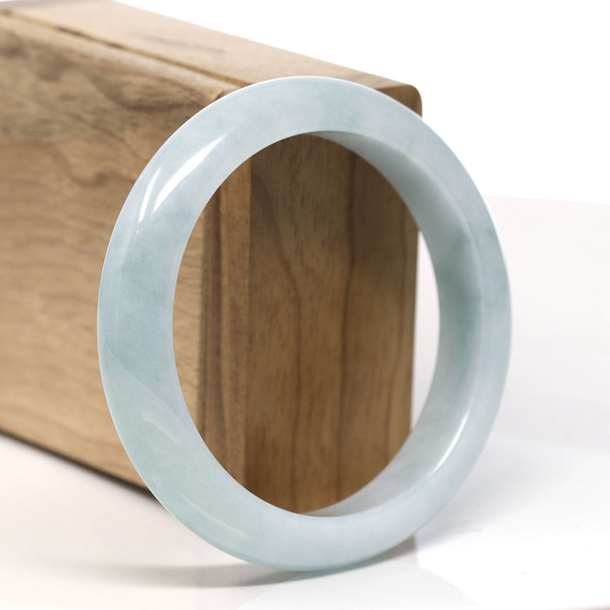 ™ "Classic Bangle" Genuine Jadeite Jade Green Bangle Bracelet (57.7 mm)#T761