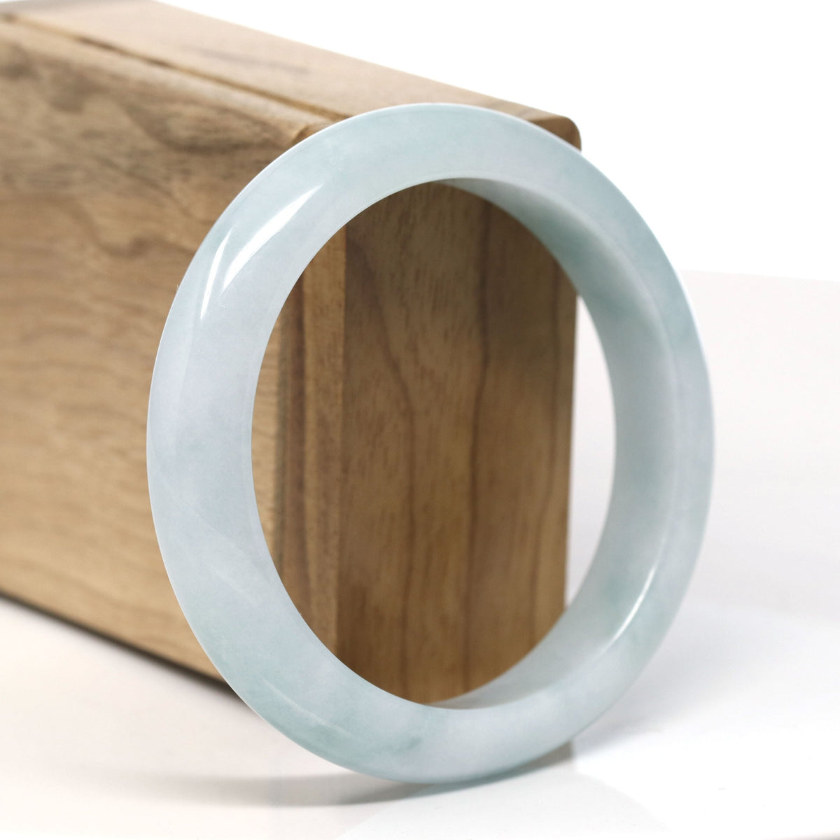 ™ "Classic Bangle" Genuine Jadeite Jade Green Bangle Bracelet (57.7 mm)#T761