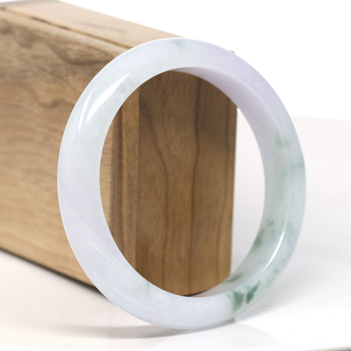 ™ "Classic Bangle" Natural Jadeite Jade Lavender Blue Green Flower Bangle Bracelet (60.1mm)#T722