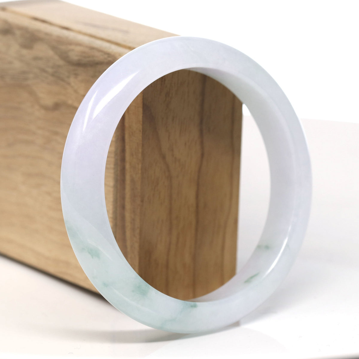 ™ "Classic Bangle" Natural Jadeite Jade Lavender Blue Green Flower Bangle Bracelet (60.1mm)#T722