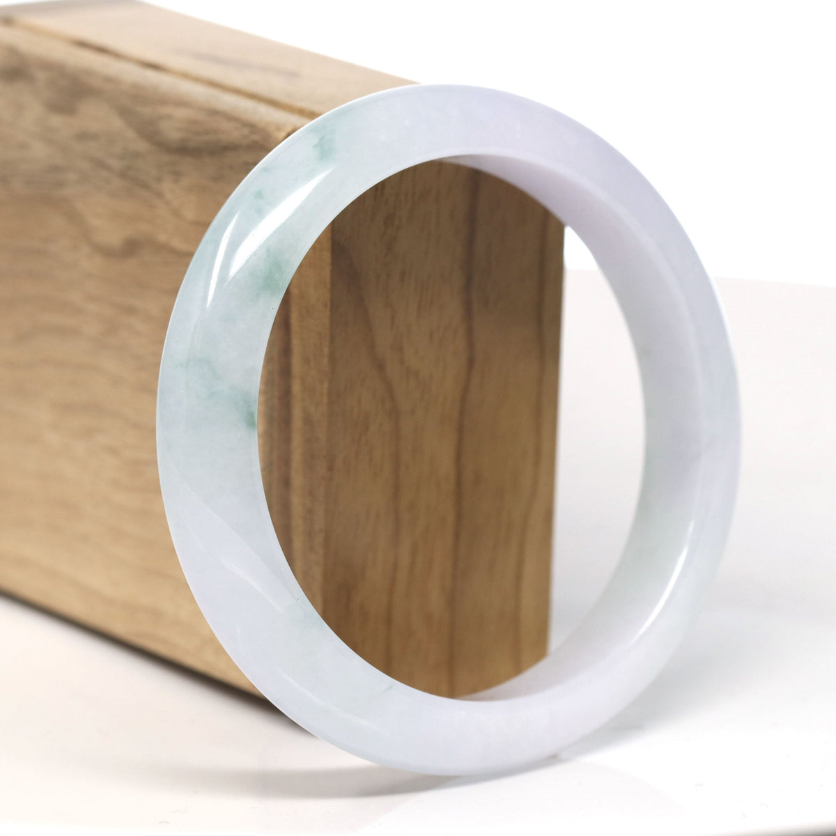 ™ "Classic Bangle" Natural Jadeite Jade Lavender Blue Green Flower Bangle Bracelet (60.1mm)#T722