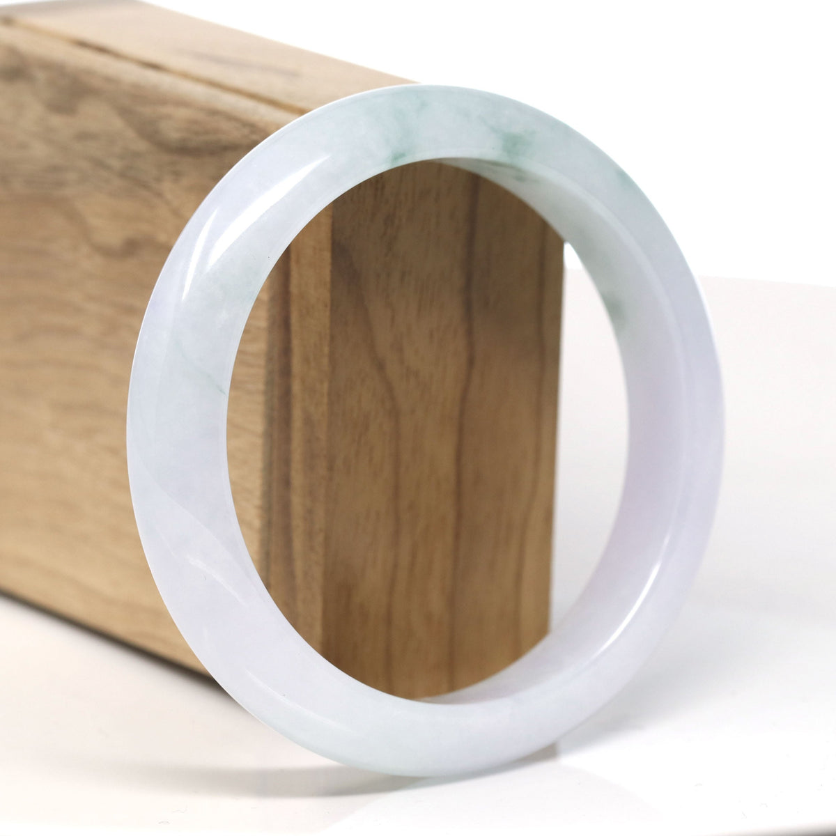 ™ "Classic Bangle" Natural Jadeite Jade Lavender Blue Green Flower Bangle Bracelet (60.1mm)#T722