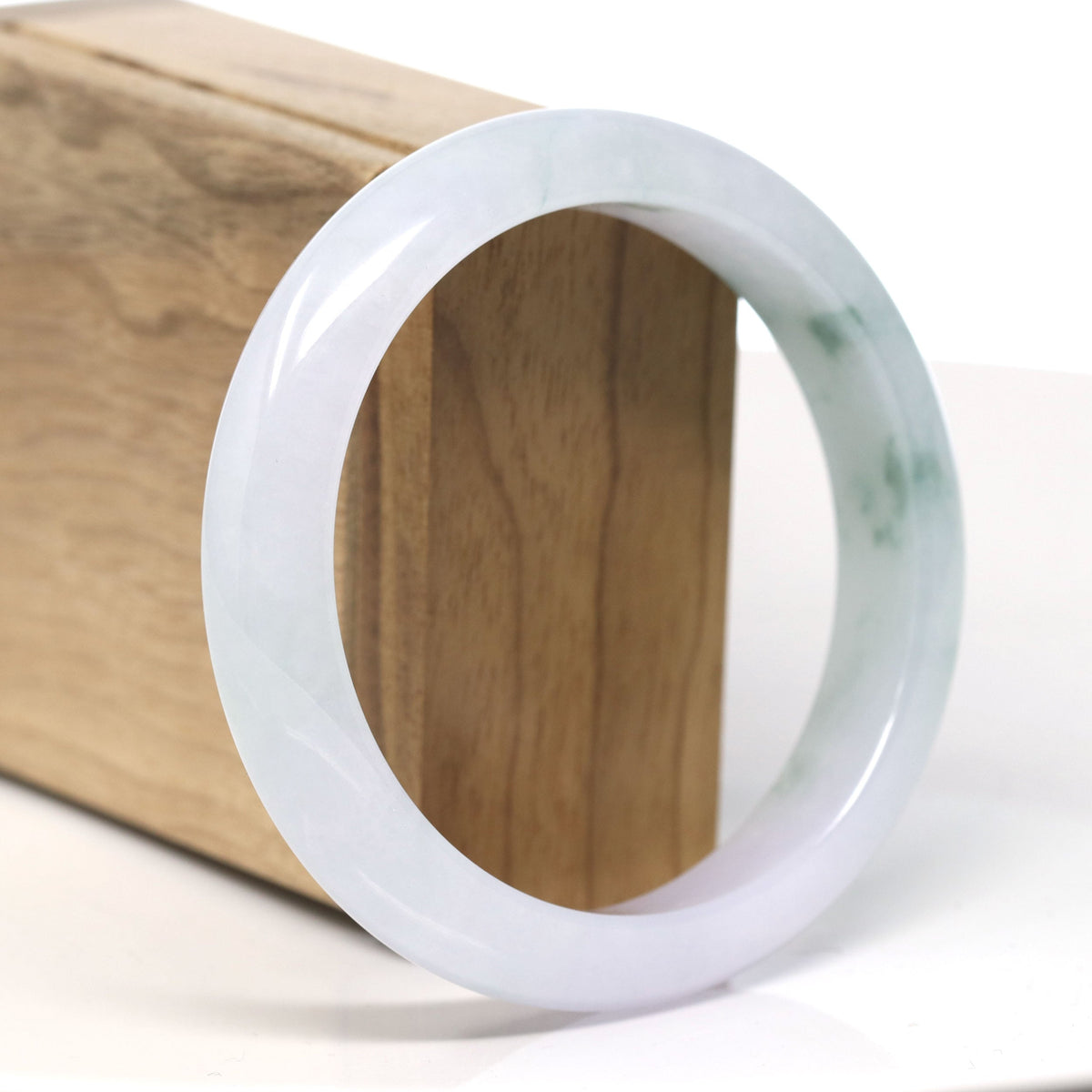 ™ "Classic Bangle" Natural Jadeite Jade Lavender Blue Green Flower Bangle Bracelet (60.1mm)#T722
