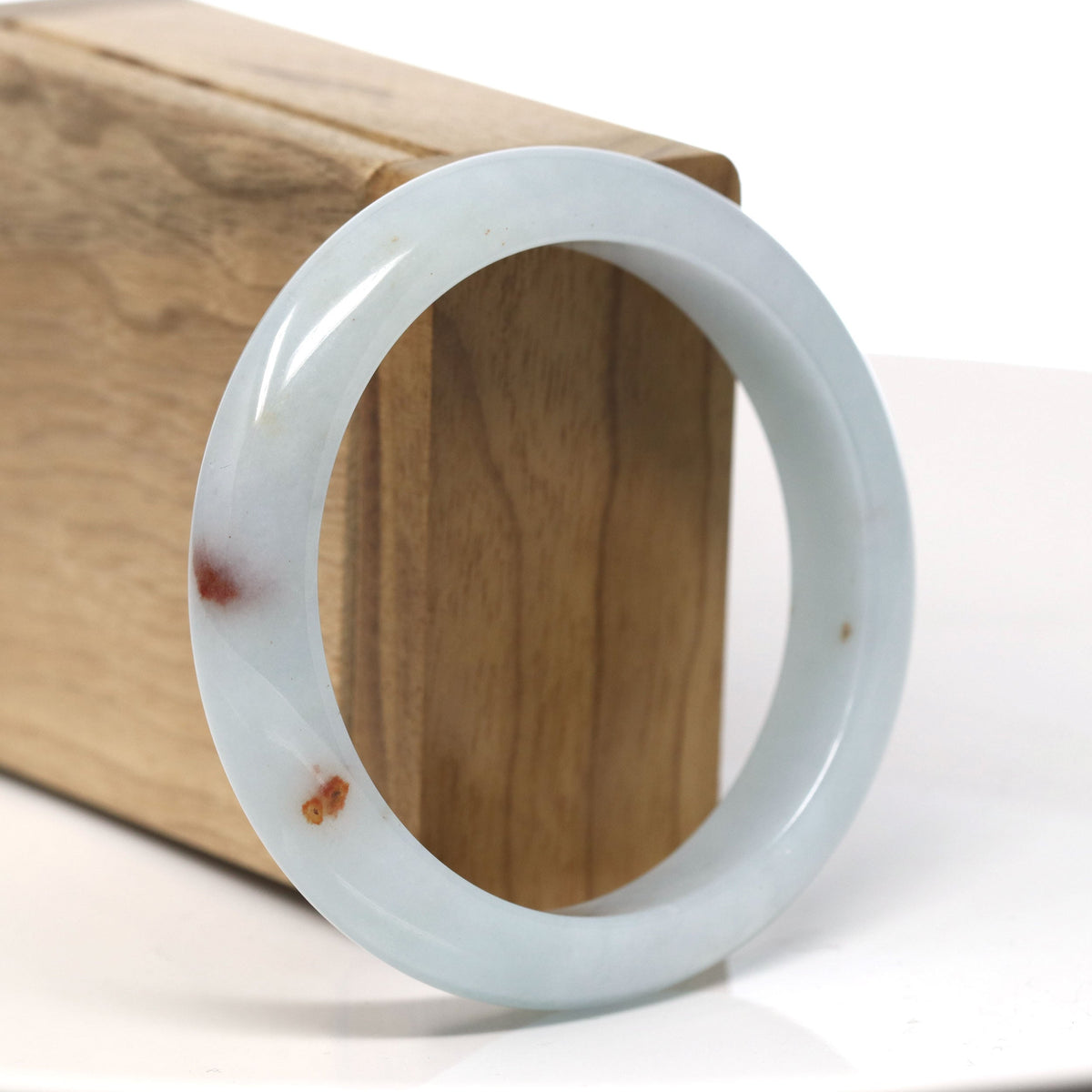 Natural Blue & Red Flower Jadeite Jade Bangle ( 57 mm )#T811