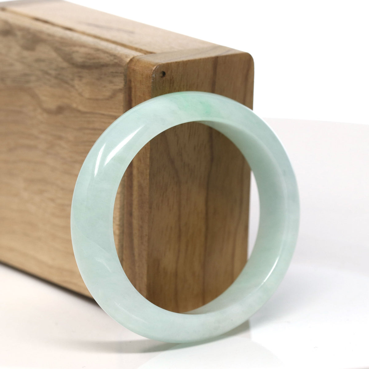 Natural Green Jadeite Jade Oval Bangle Bracelet (53.7 mm) #T819