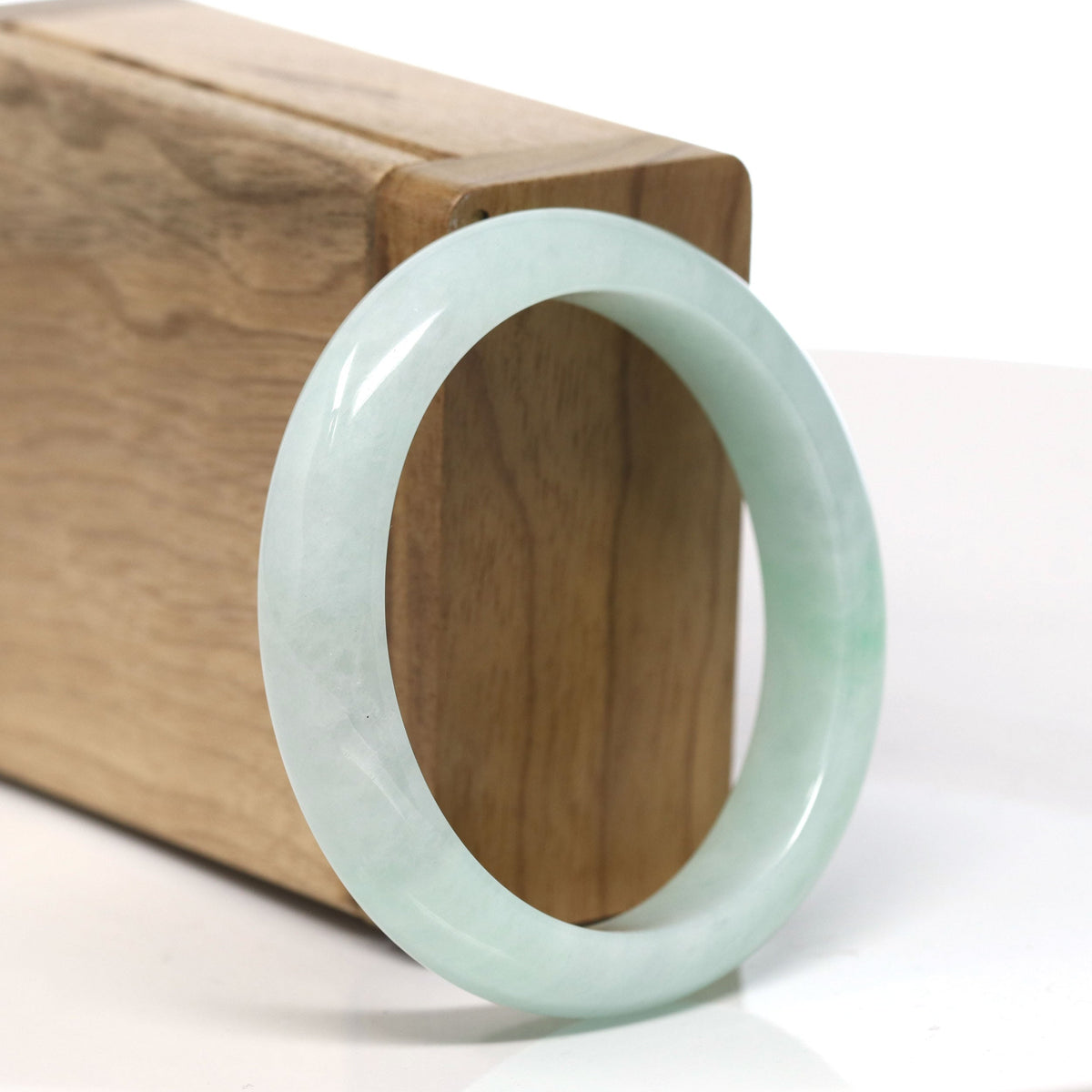 Natural Green Jadeite Jade Oval Bangle Bracelet (53.7 mm) #T819