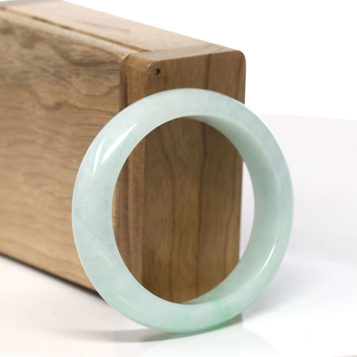 Natural Green Jadeite Jade Oval Bangle Bracelet (53.7 mm) #T819