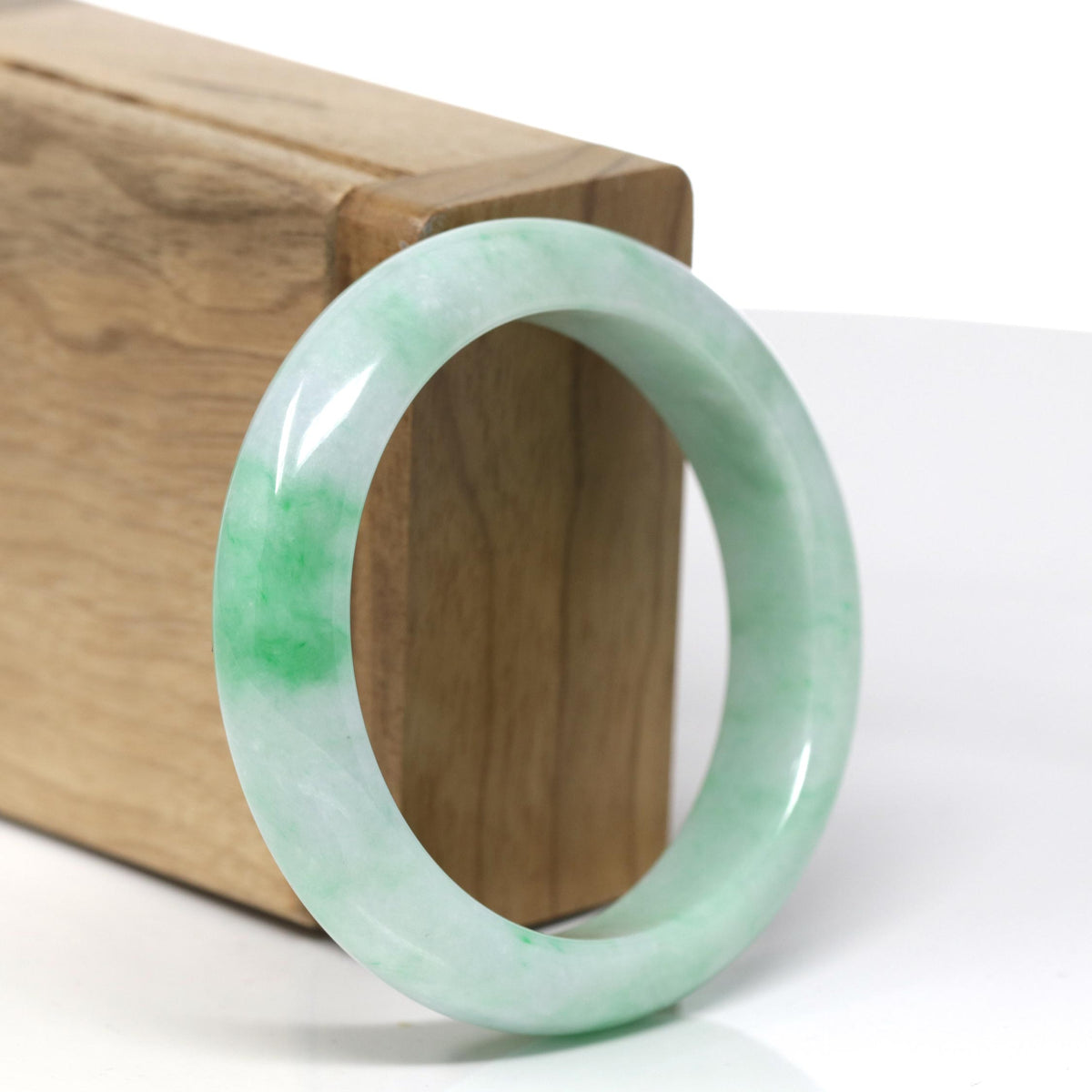 Genuine Burmese Vibrant Green Jadeite Jade Bangle Bracelet (53 mm) #236