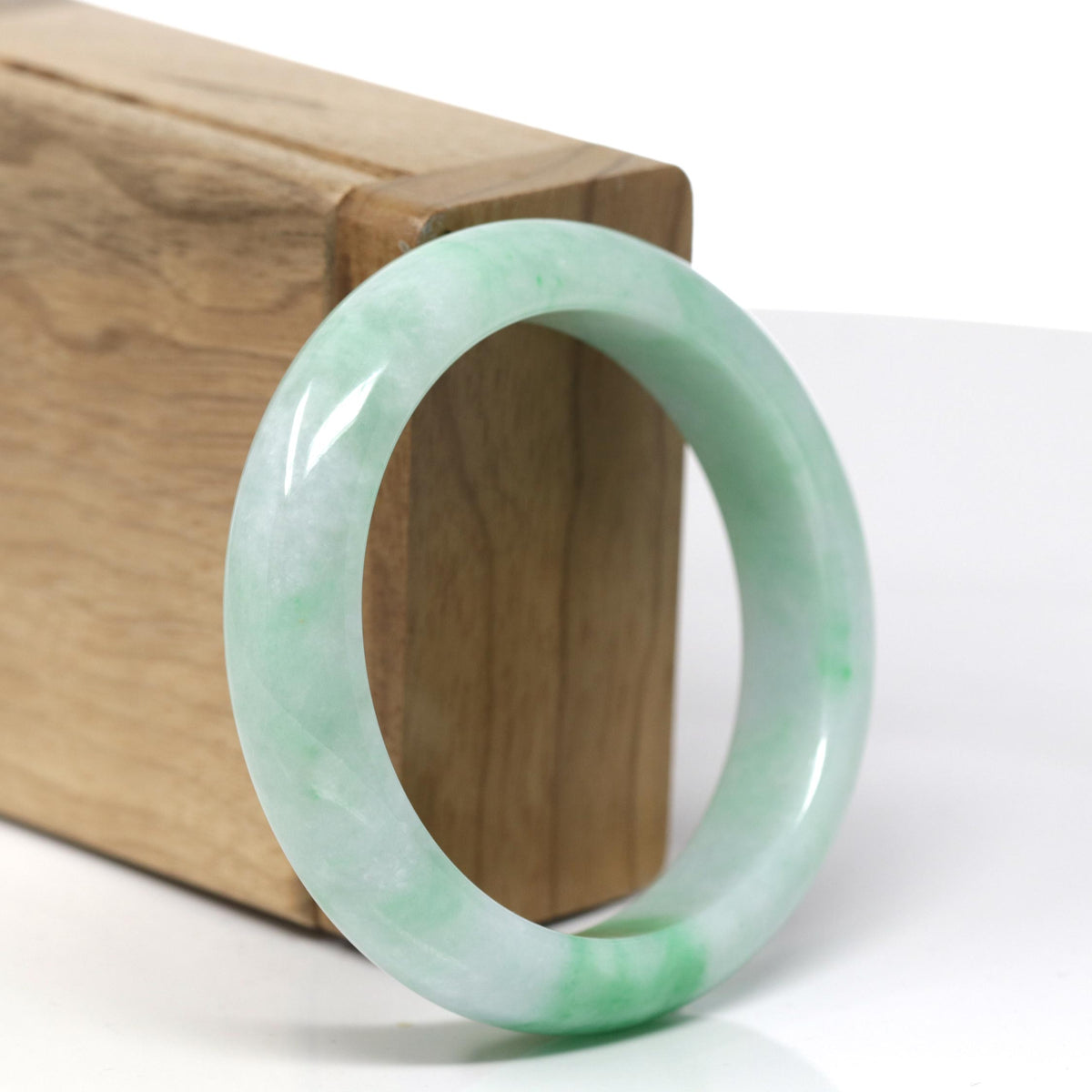 Genuine Burmese Vibrant Green Jadeite Jade Bangle Bracelet (53 mm) #236