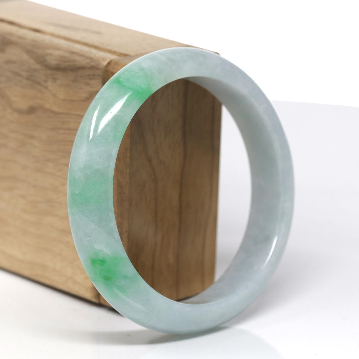 Natural Rich Green & Lavender Jadeite Jade Bangle Bracelet (58.66mm) #368