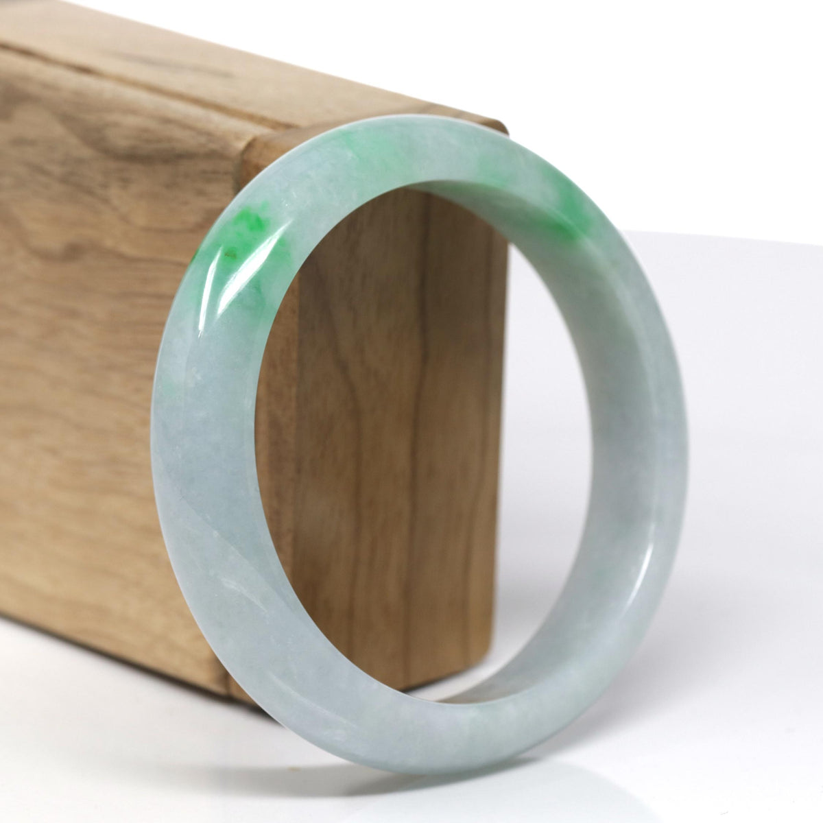 Natural Rich Green & Lavender Jadeite Jade Bangle Bracelet (58.66mm) #368