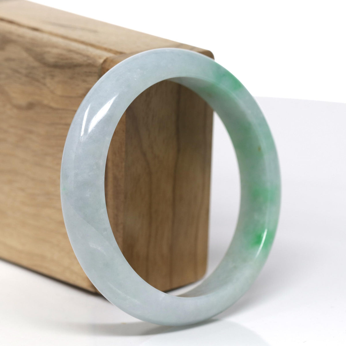 Natural Rich Green & Lavender Jadeite Jade Bangle Bracelet (58.66mm) #368