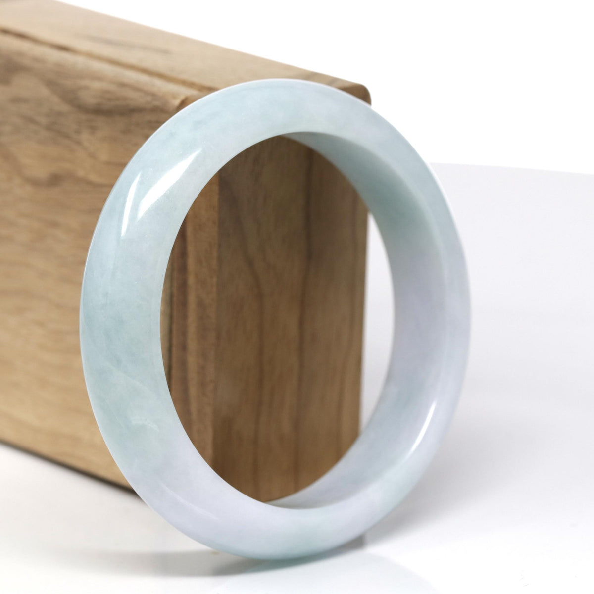 Natural Light Lavender & Green Jade Jadeite Bangle Bracelet (58.3mm) #465