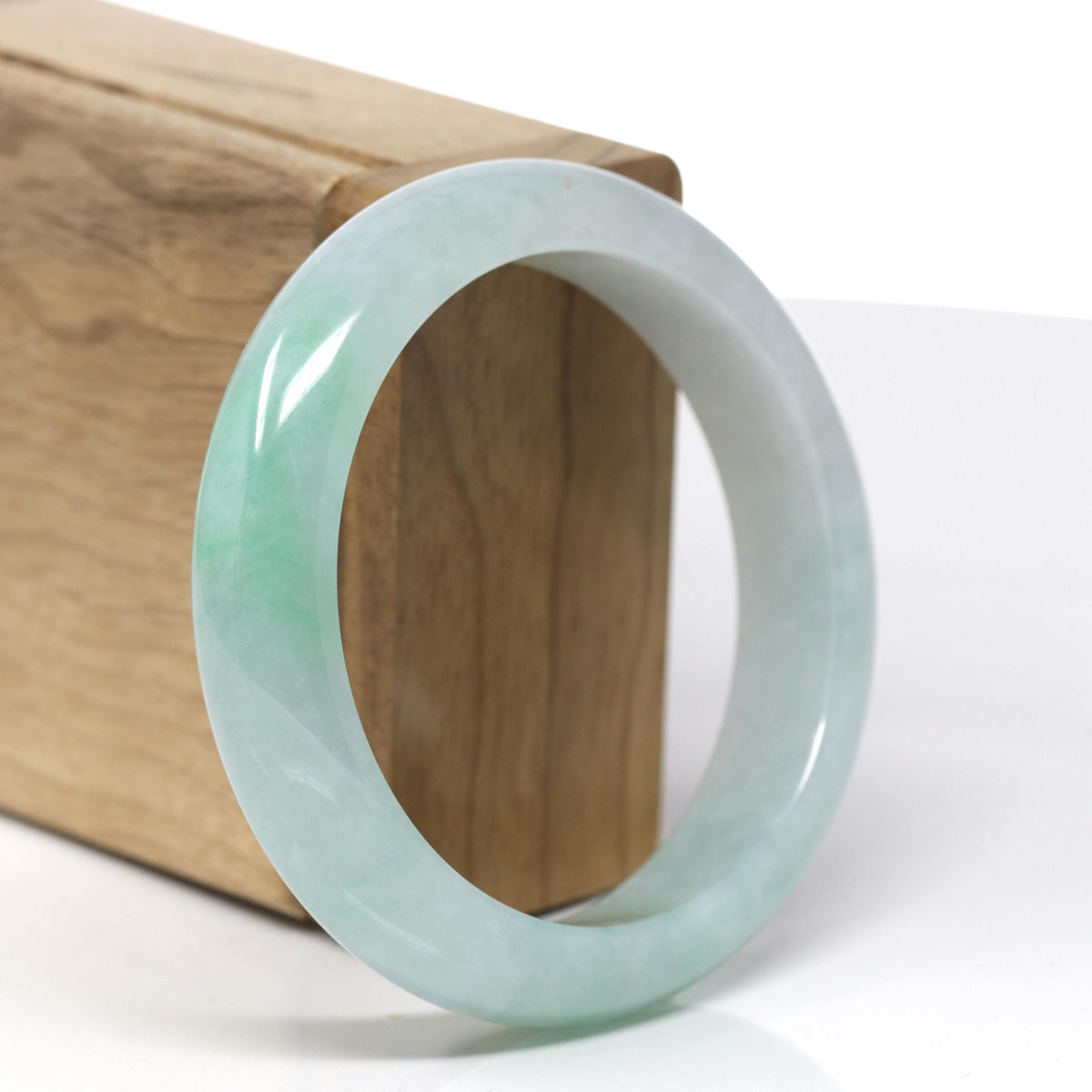Natural Burmese Green Jadeite Jade Bangle Bracelet ( 57.0 mm ) #444
