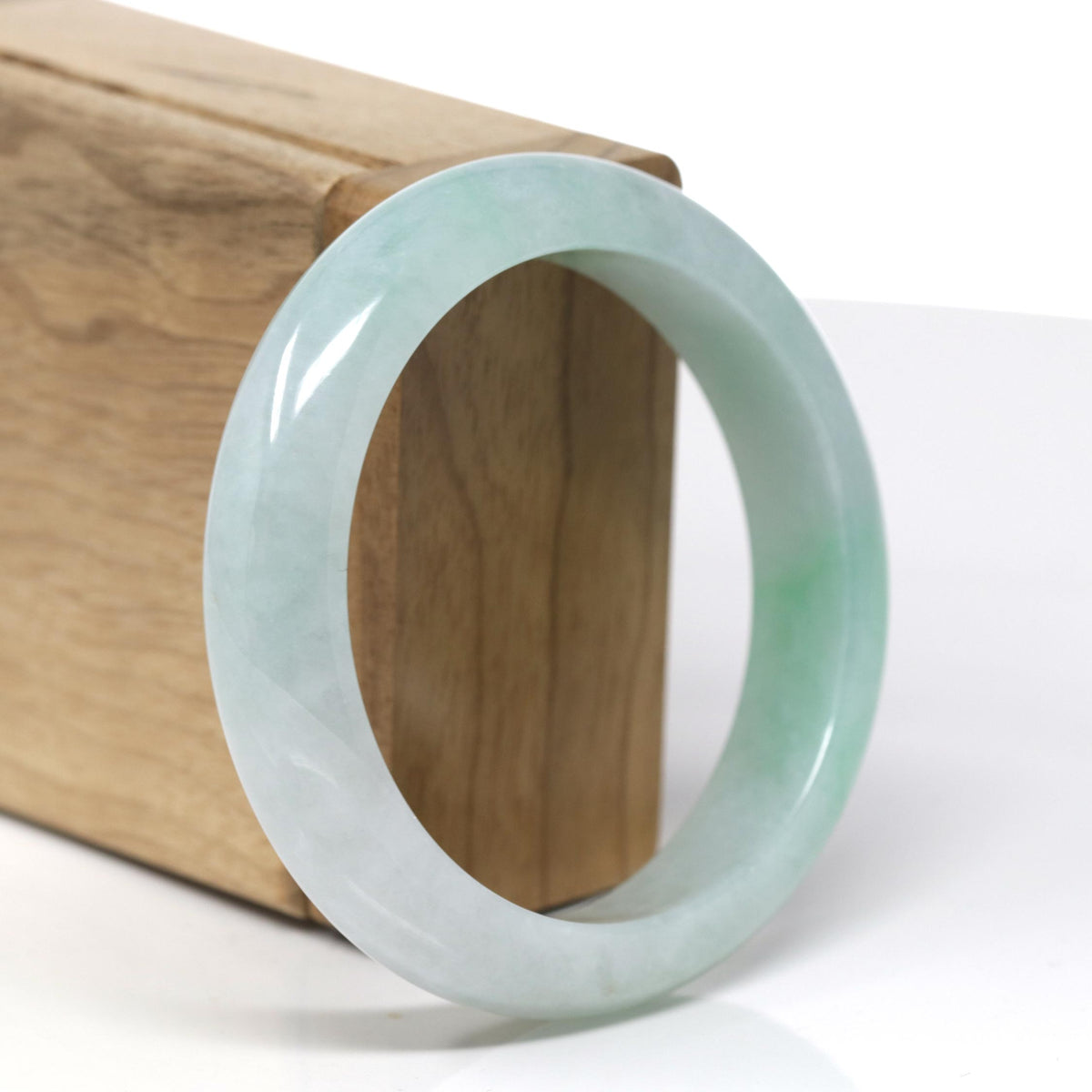 Natural Burmese Green Jadeite Jade Bangle Bracelet ( 57.0 mm ) #444