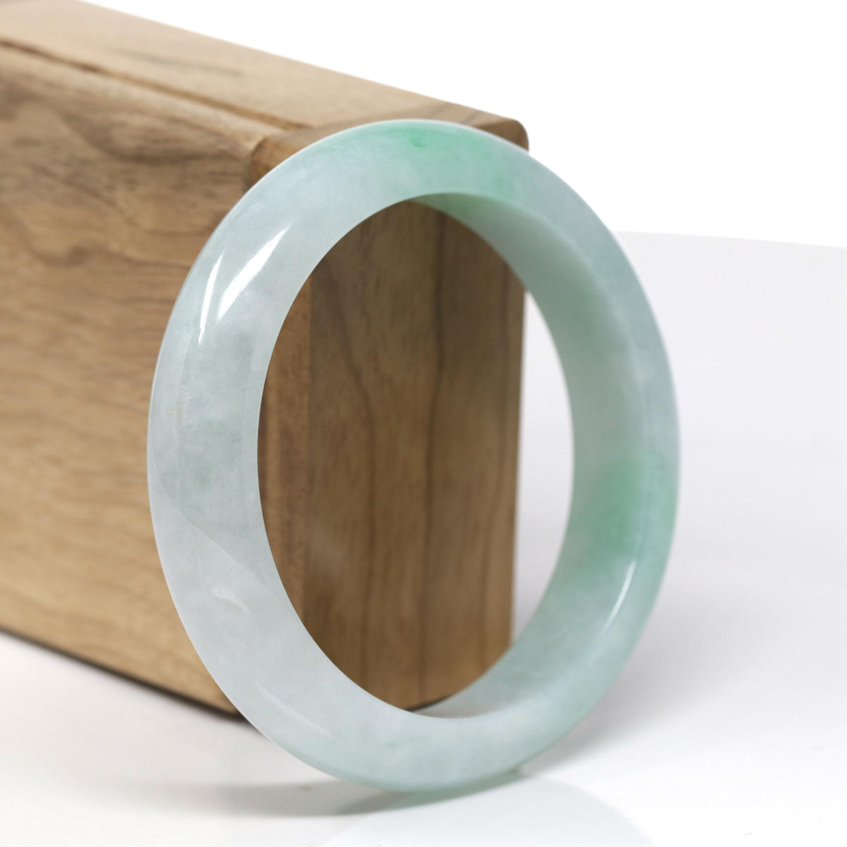 Natural Burmese Green Jadeite Jade Bangle Bracelet ( 57.0 mm ) #444