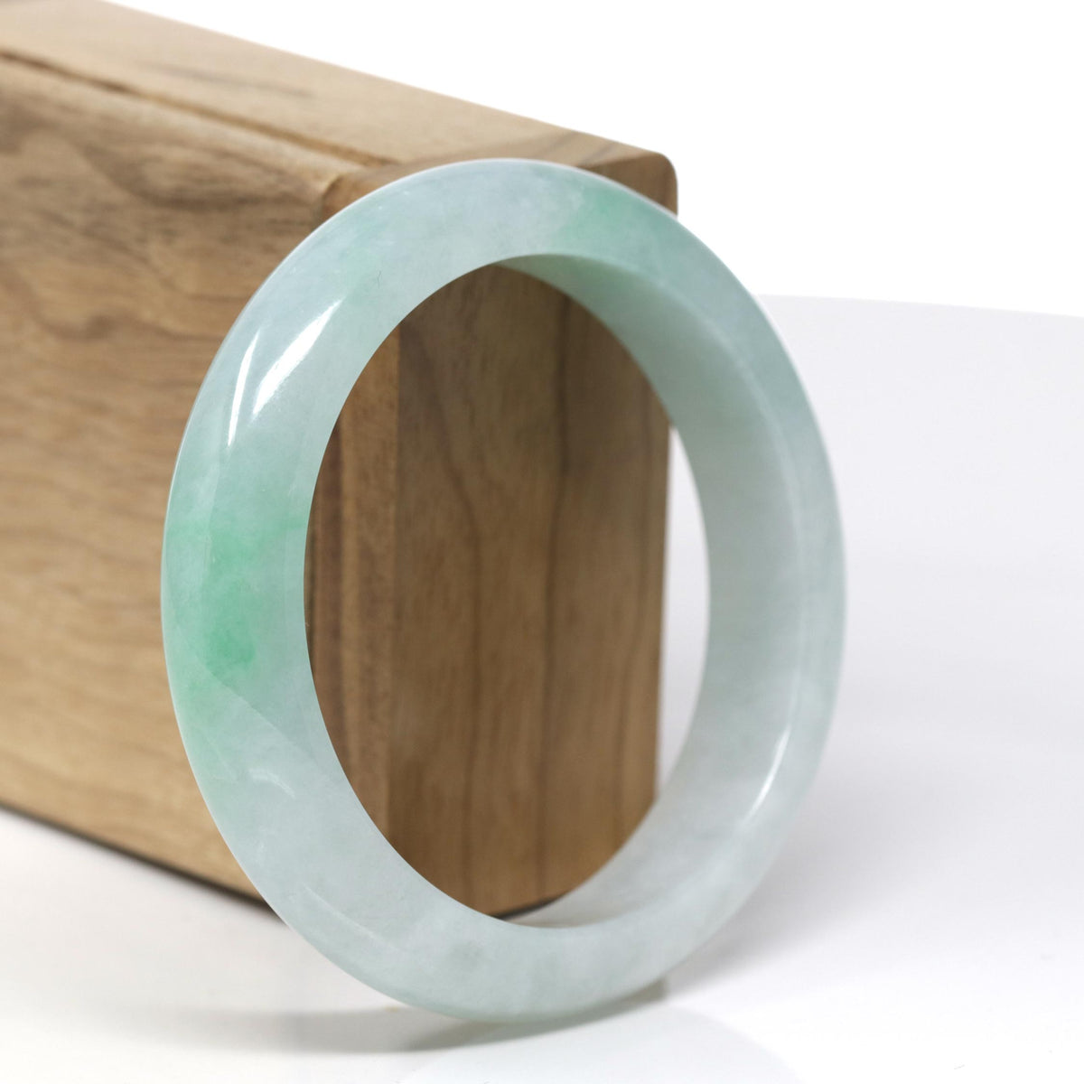 Natural Burmese Green Jadeite Jade Bangle Bracelet ( 57.0 mm ) #444
