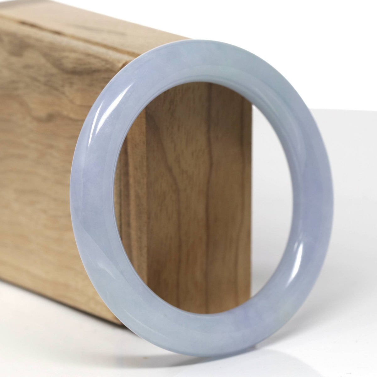 Natural Lavender & Green Jadeite Jade "Traditional Round" Bangle Bracelet (55.9mm) #TT543