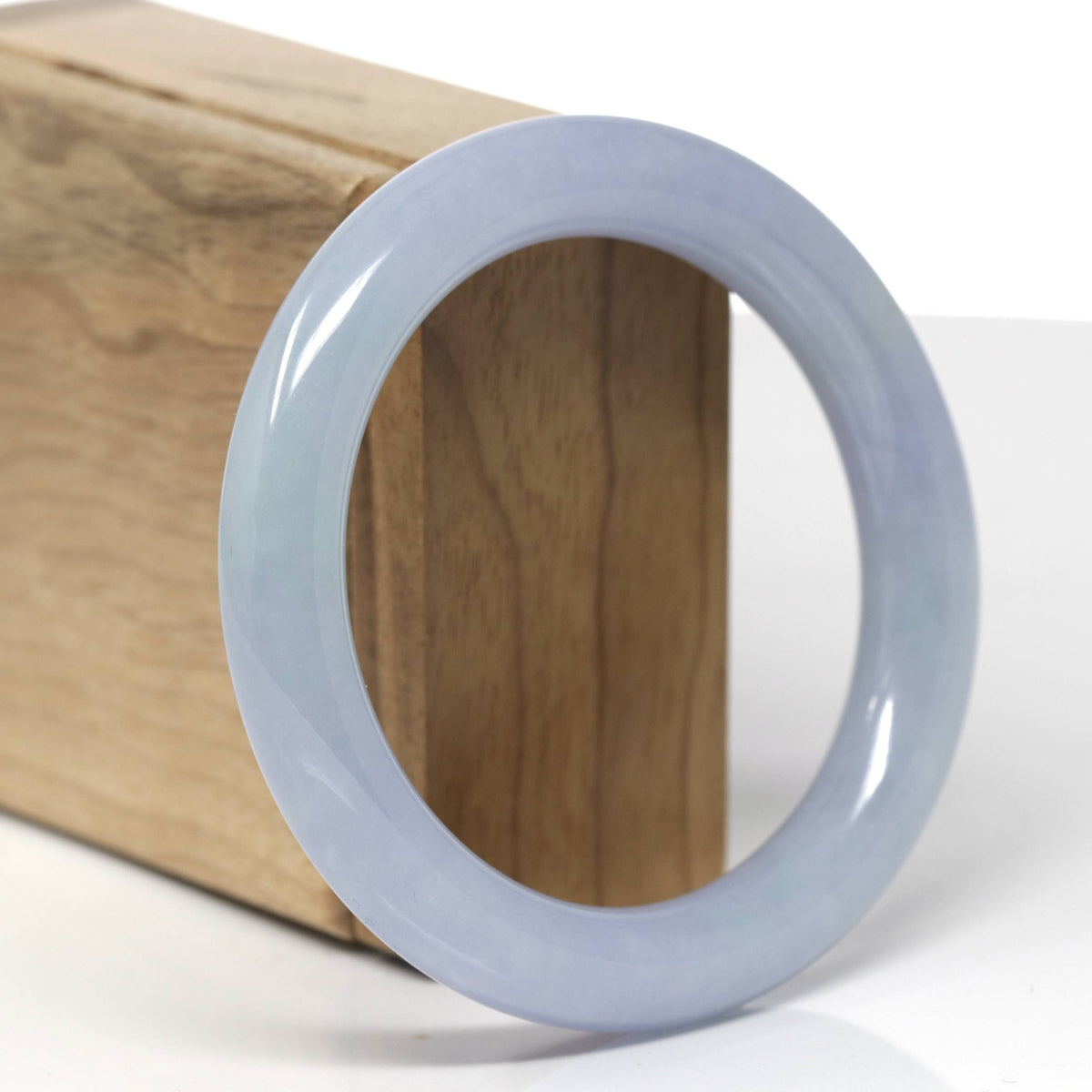 Natural Lavender & Green Jadeite Jade "Traditional Round" Bangle Bracelet (55.9mm) #TT543