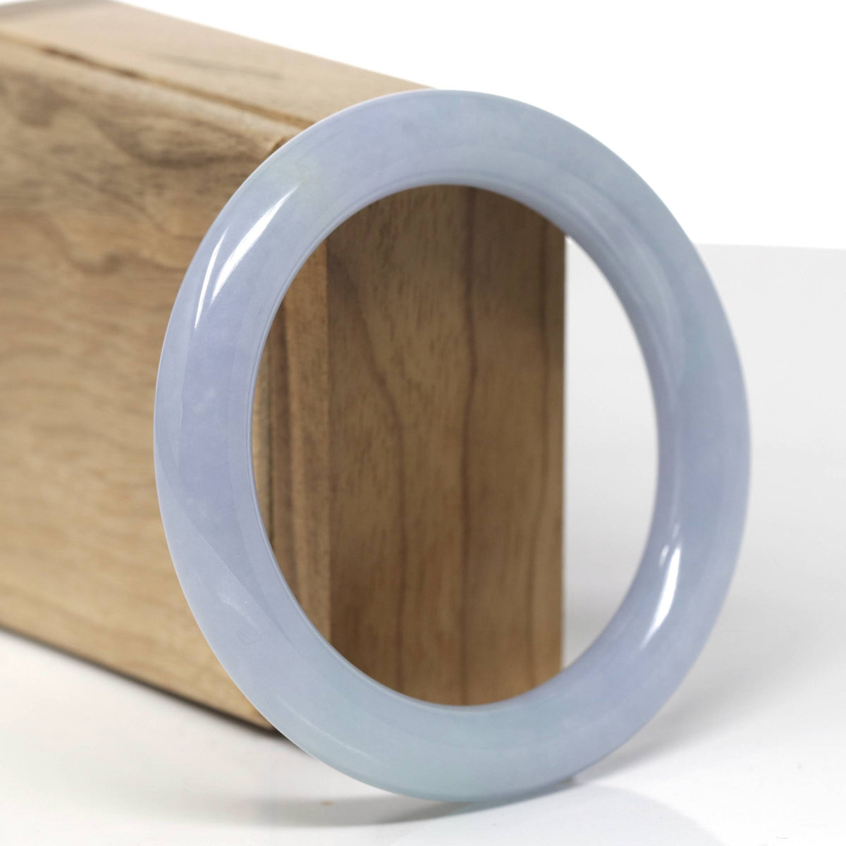 Natural Lavender & Green Jadeite Jade "Traditional Round" Bangle Bracelet (55.9mm) #TT543