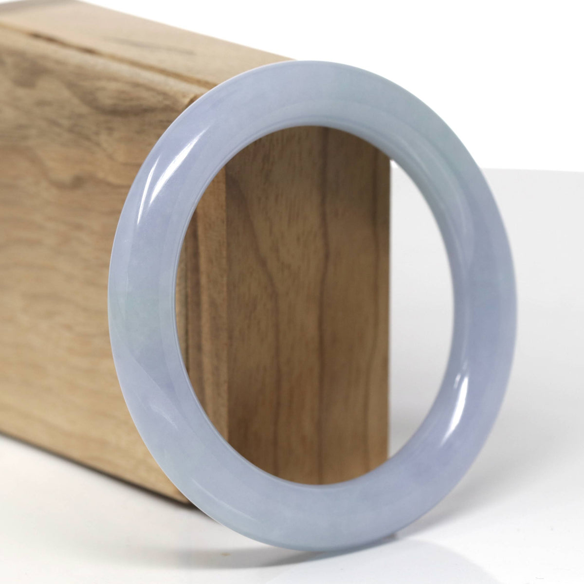 Natural Lavender & Green Jadeite Jade "Traditional Round" Bangle Bracelet (55.9mm) #TT543