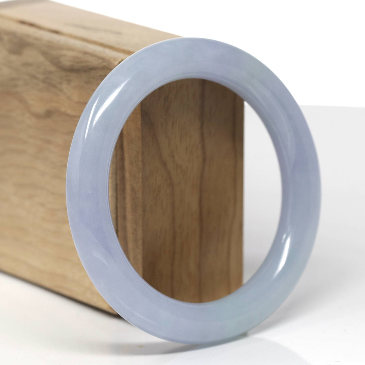 Natural Lavender & Green Jadeite Jade "Traditional Round" Bangle Bracelet (55.9mm) #TT543