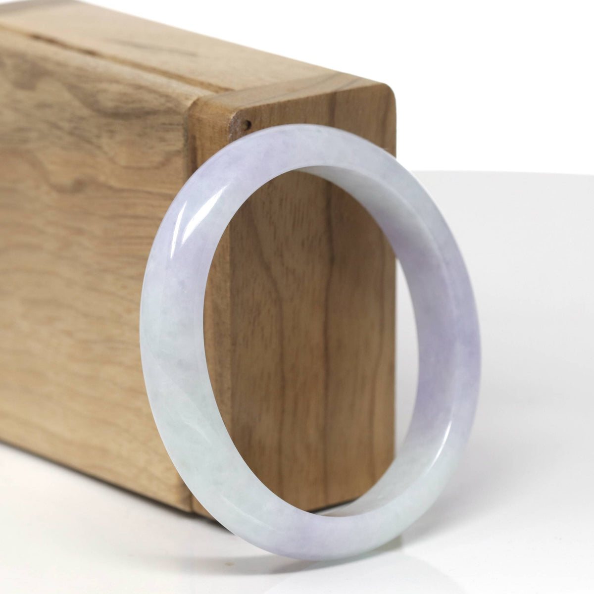 Natural Lavender & Light Green Jadeite Jade "Oval" Bangle Bracelet (53.5mm) #TT565
