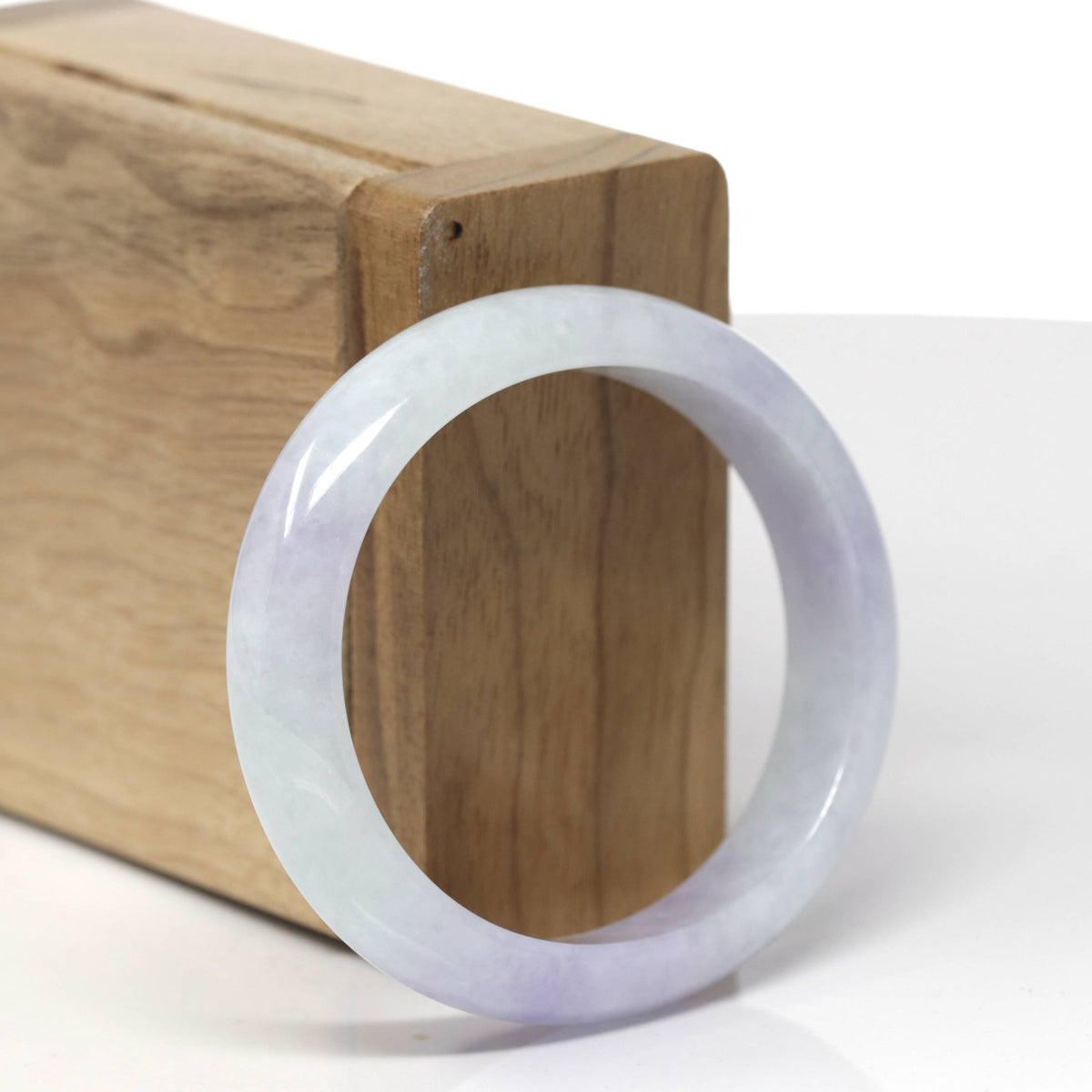 Natural Lavender & Light Green Jadeite Jade "Oval" Bangle Bracelet (53.5mm) #TT565