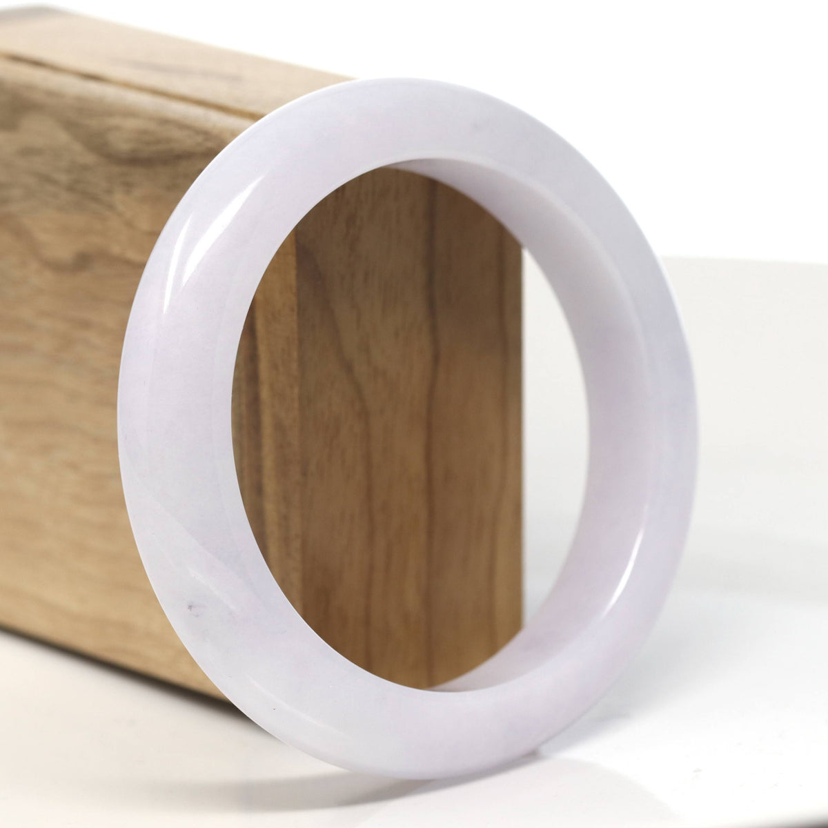 Light Lavender Jadeite Jade Bangle Bracelet (58.3 mm) #T852