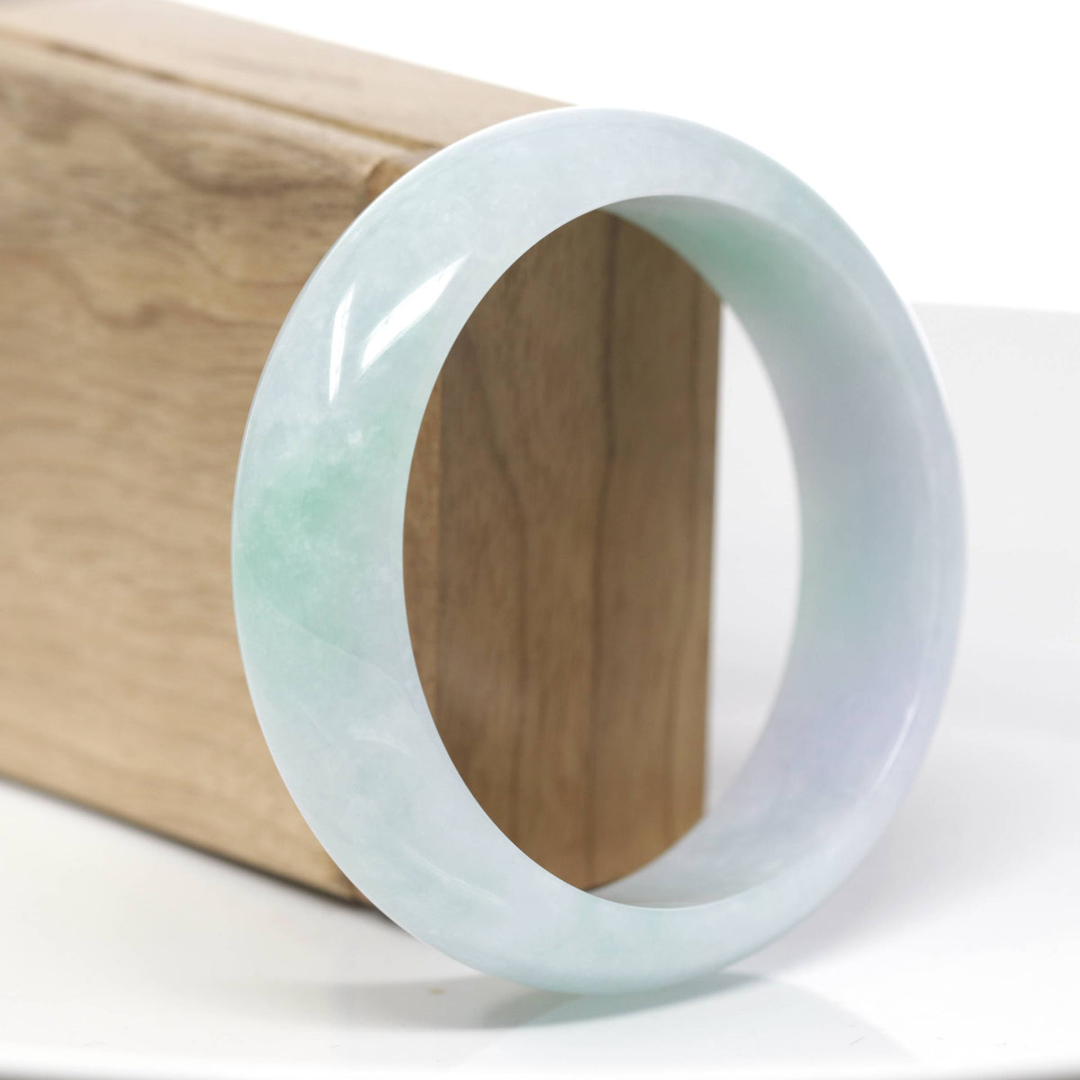 ™ "Classic Bangle" Genuine Jadeite Jade Lavender Green Bangle Bracelet (60.25mm)#925