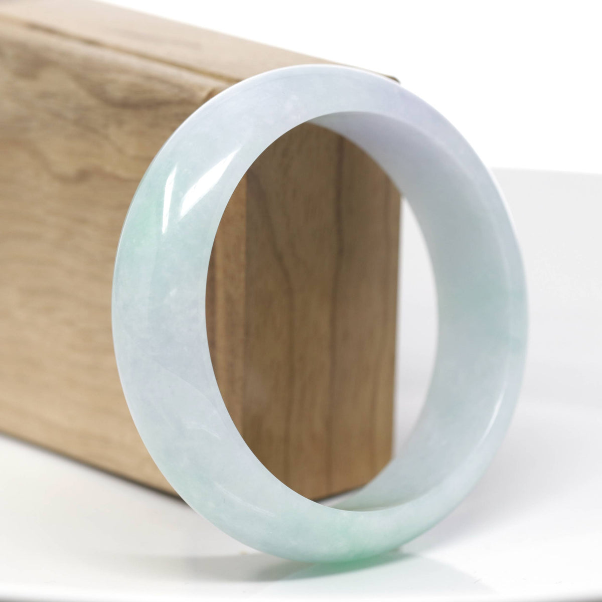 ™ "Classic Bangle" Genuine Jadeite Jade Lavender Green Bangle Bracelet (60.25mm)#925