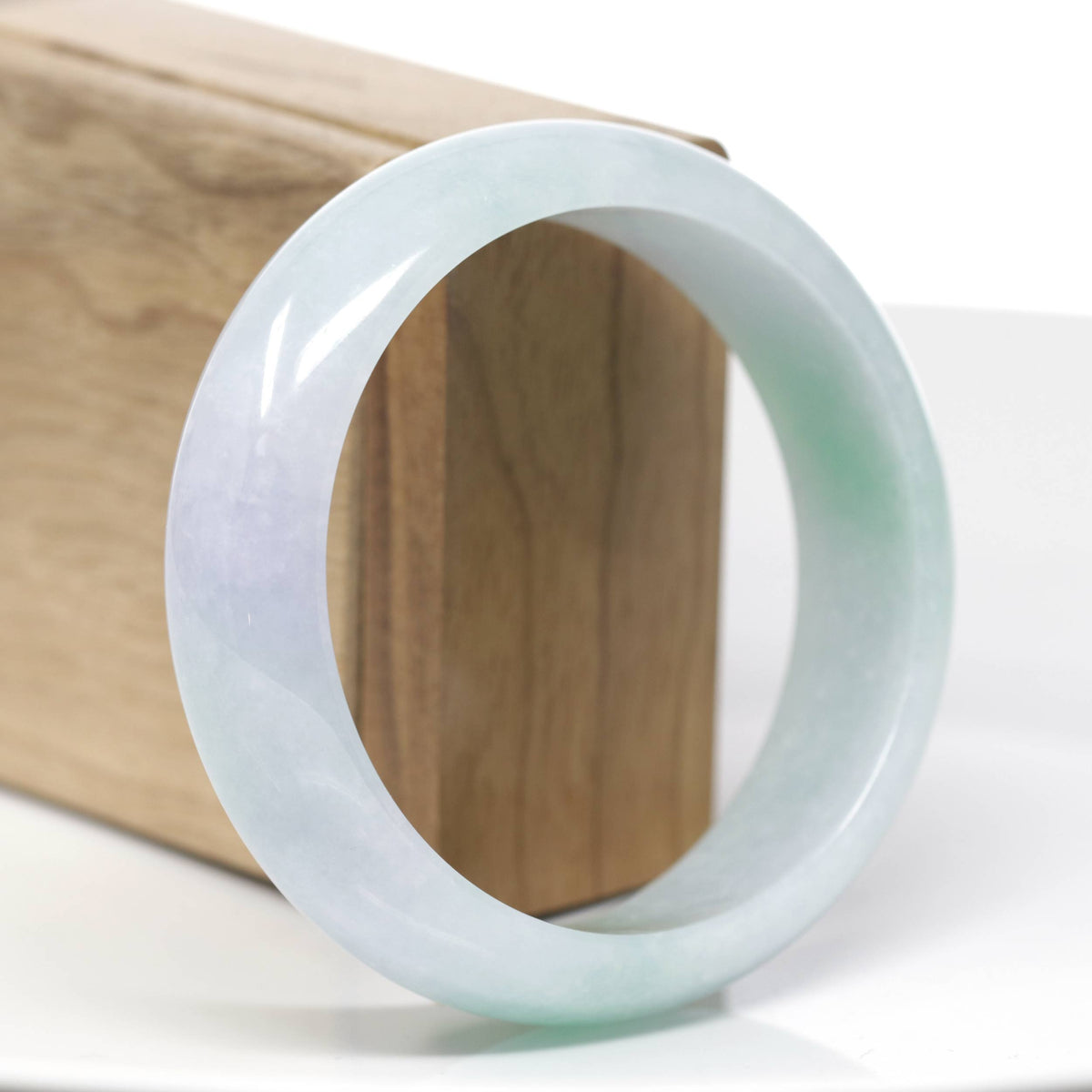 ™ "Classic Bangle" Genuine Jadeite Jade Lavender Green Bangle Bracelet (60.25mm)#925