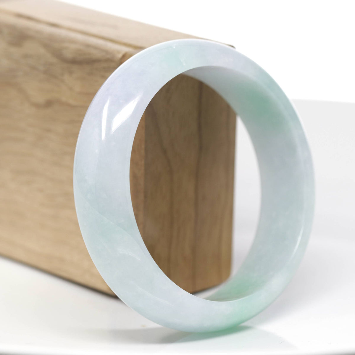 ™ "Classic Bangle" Genuine Jadeite Jade Lavender Green Bangle Bracelet (60.25mm)#925