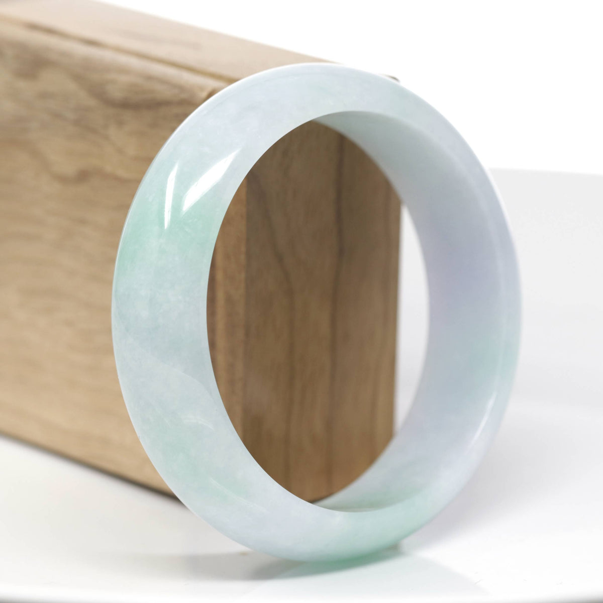 ™ "Classic Bangle" Genuine Jadeite Jade Lavender Green Bangle Bracelet (60.25mm)#925