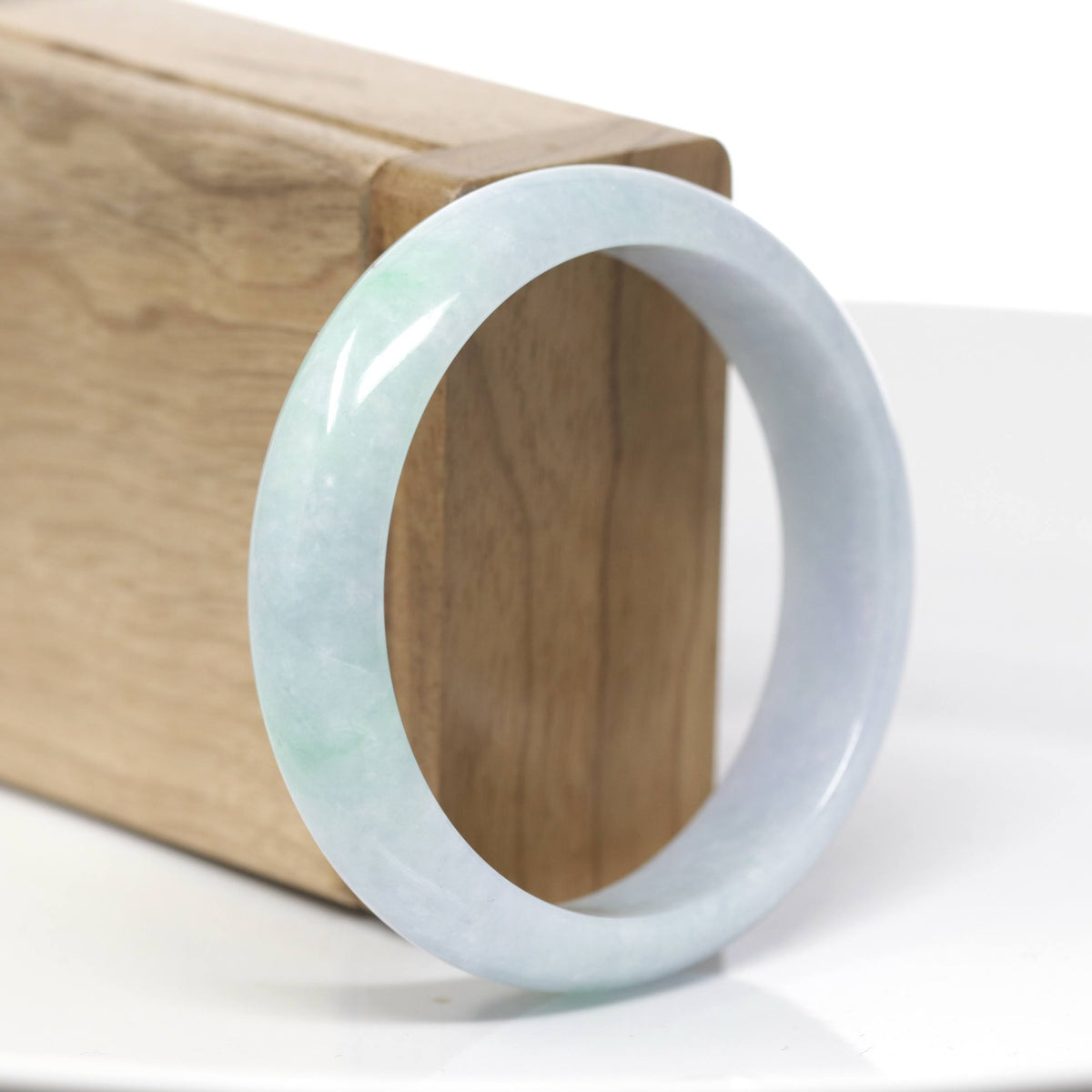 Natural Lavender- Green Jadeite Jade Bangle Bracelet (56.41 mm) #727