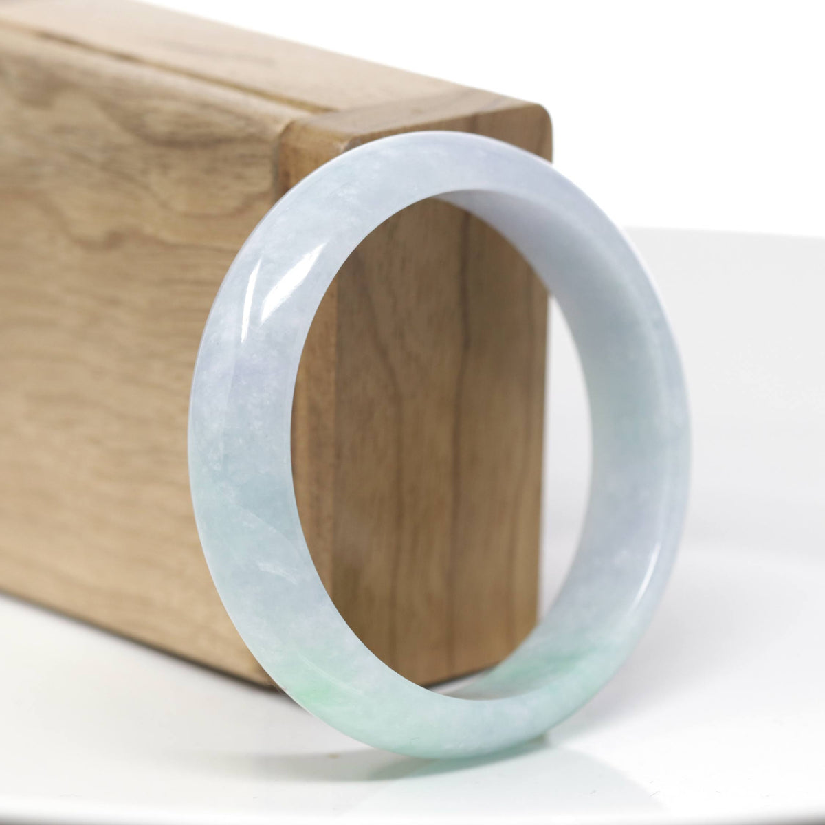 Natural Lavender- Green Jadeite Jade Bangle Bracelet (56.41 mm) #727