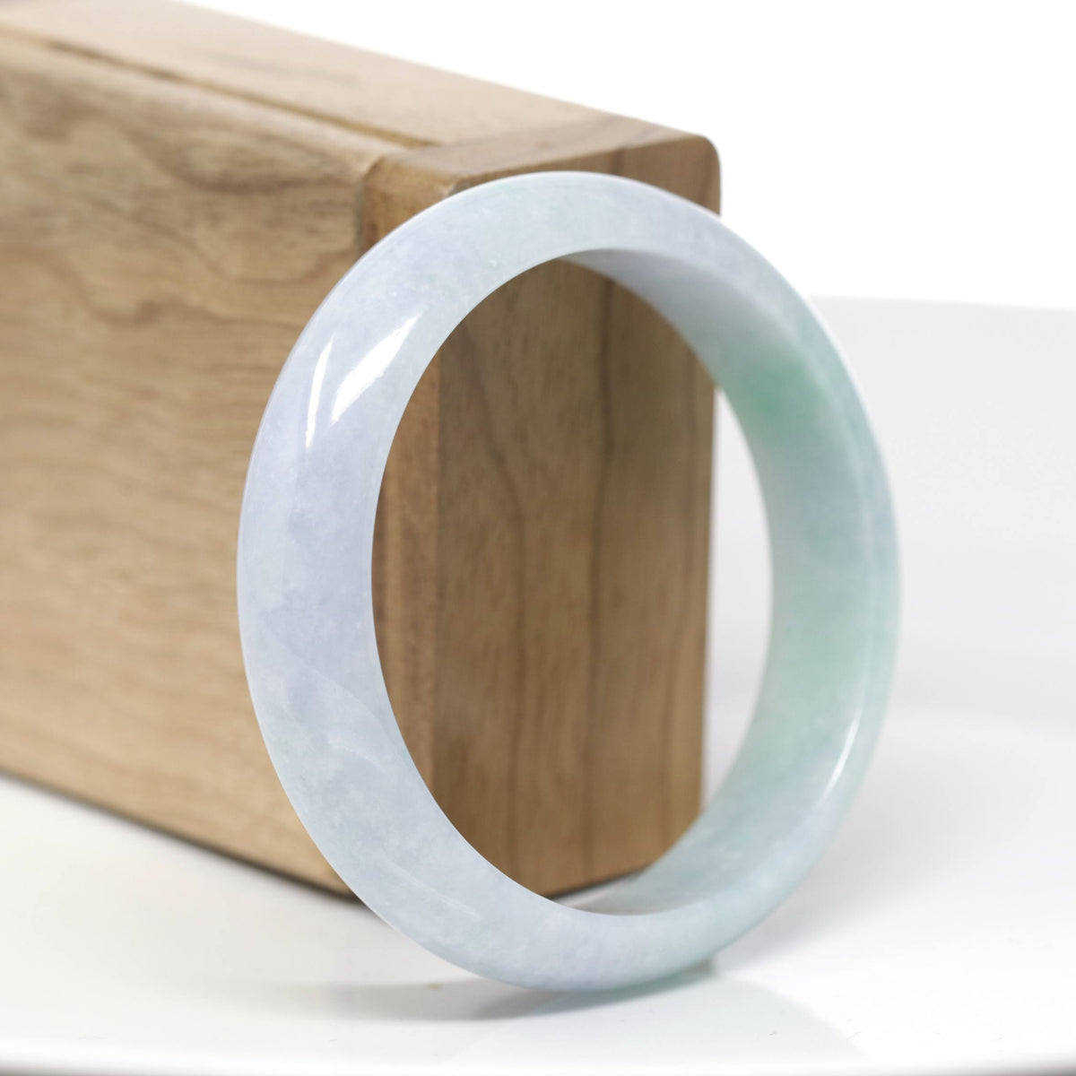 Natural Lavender- Green Jadeite Jade Bangle Bracelet (56.41 mm) #727