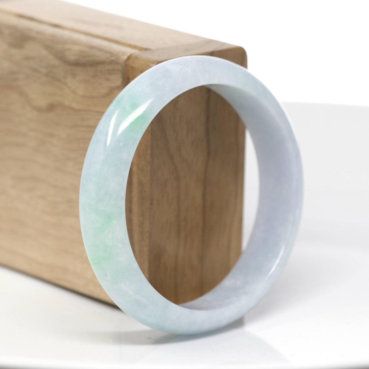 Natural Lavender- Green Jadeite Jade Bangle Bracelet (56.41 mm) #727