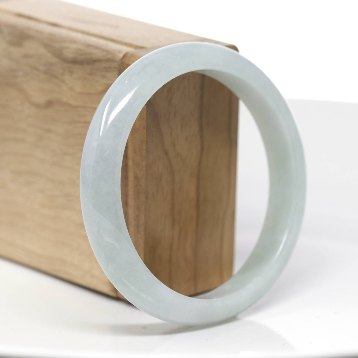 "Princess Half Round" Genuine Burmese Blue- Green Jadeite Jade Bangle Bracelet (59.07 mm) #707