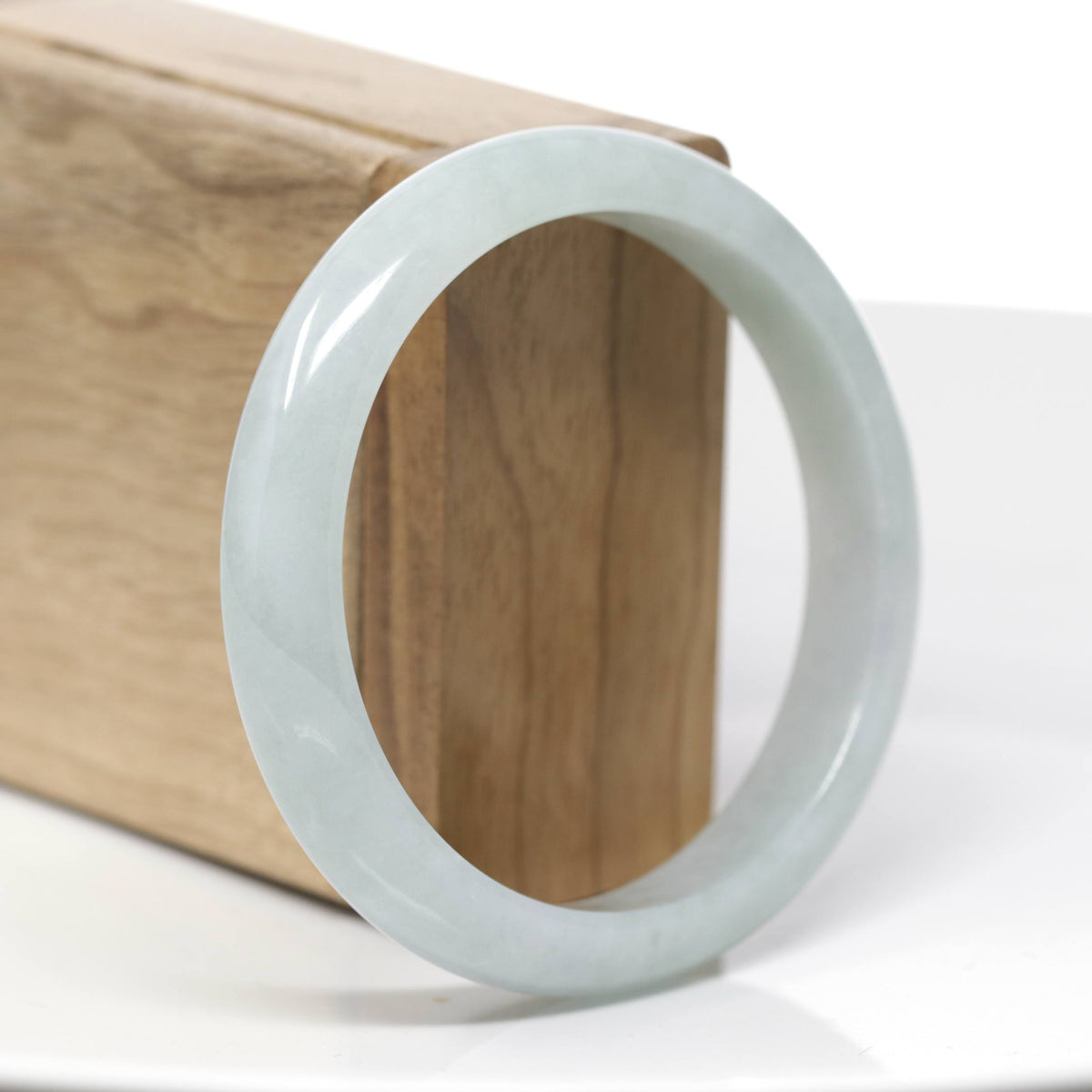 "Princess Half Round" Genuine Burmese Blue- Green Jadeite Jade Bangle Bracelet (59.07 mm) #707
