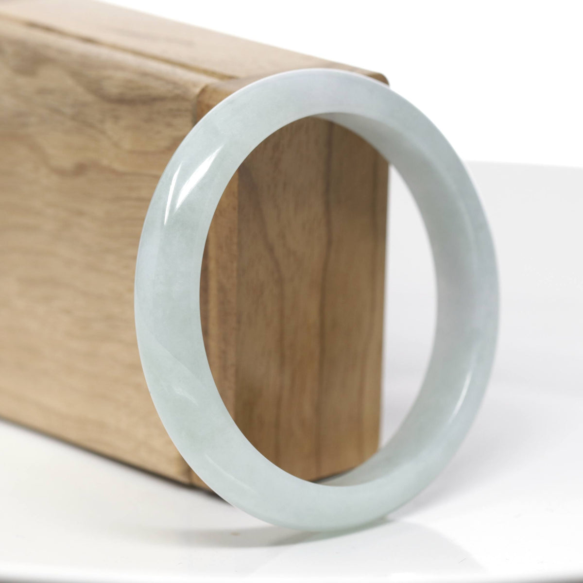 "Princess Half Round" Genuine Burmese Blue- Green Jadeite Jade Bangle Bracelet (59.07 mm) #707