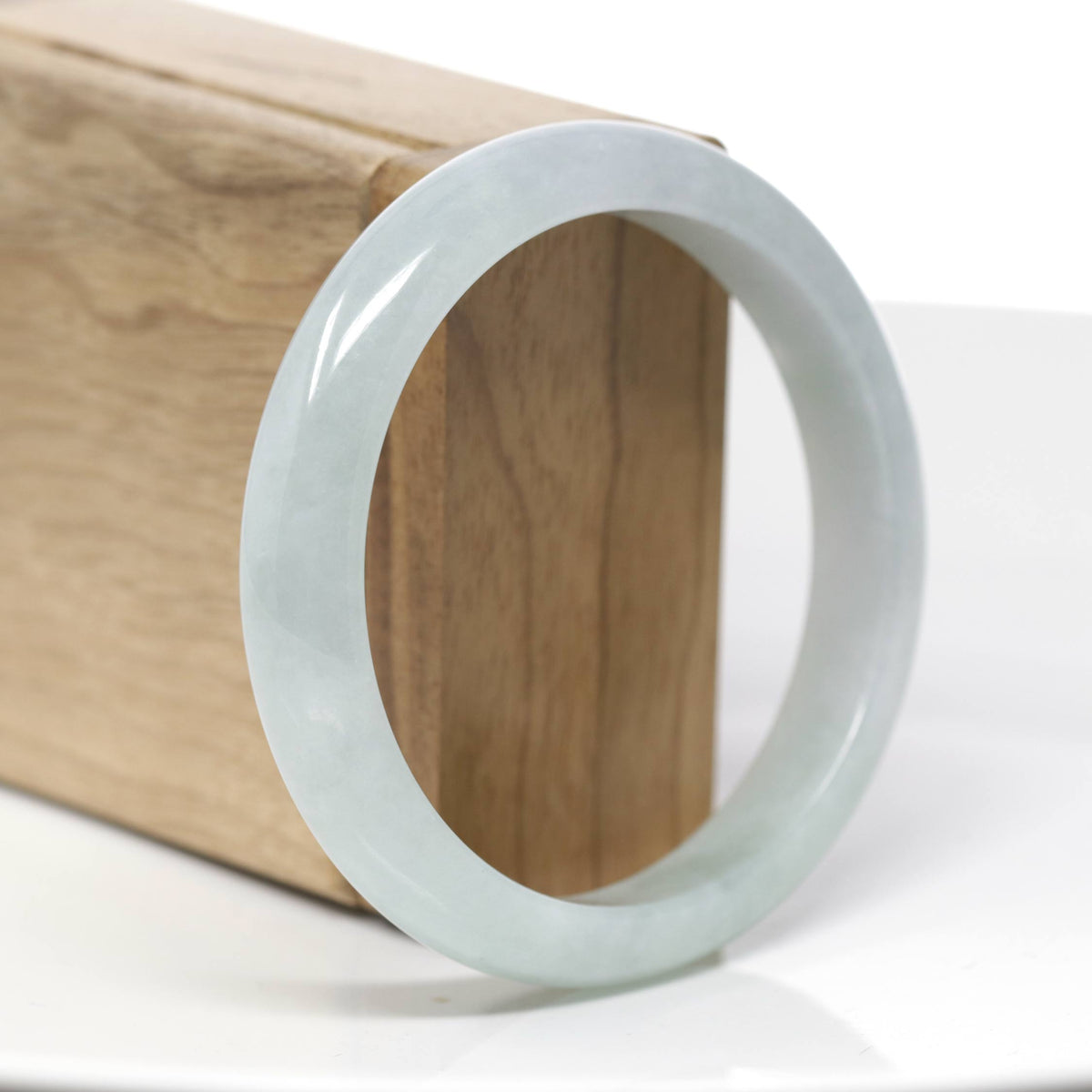 "Princess Half Round" Genuine Burmese Blue- Green Jadeite Jade Bangle Bracelet (59.07 mm) #707