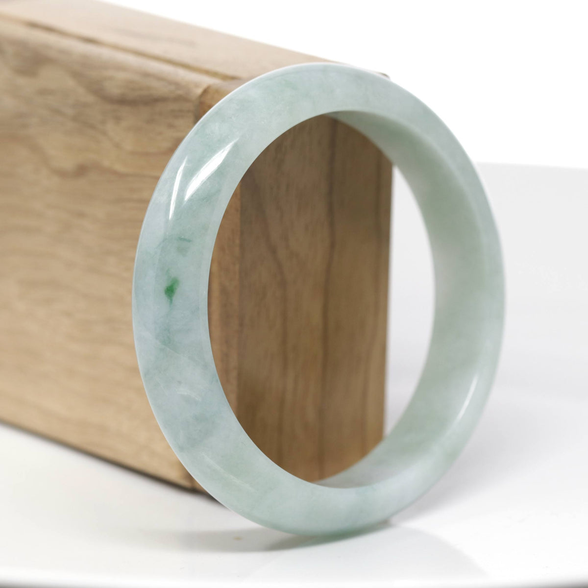 "Classic Princess Half Round" Blue- Green Jadeite Jade Bangle (58.88 mm) #715