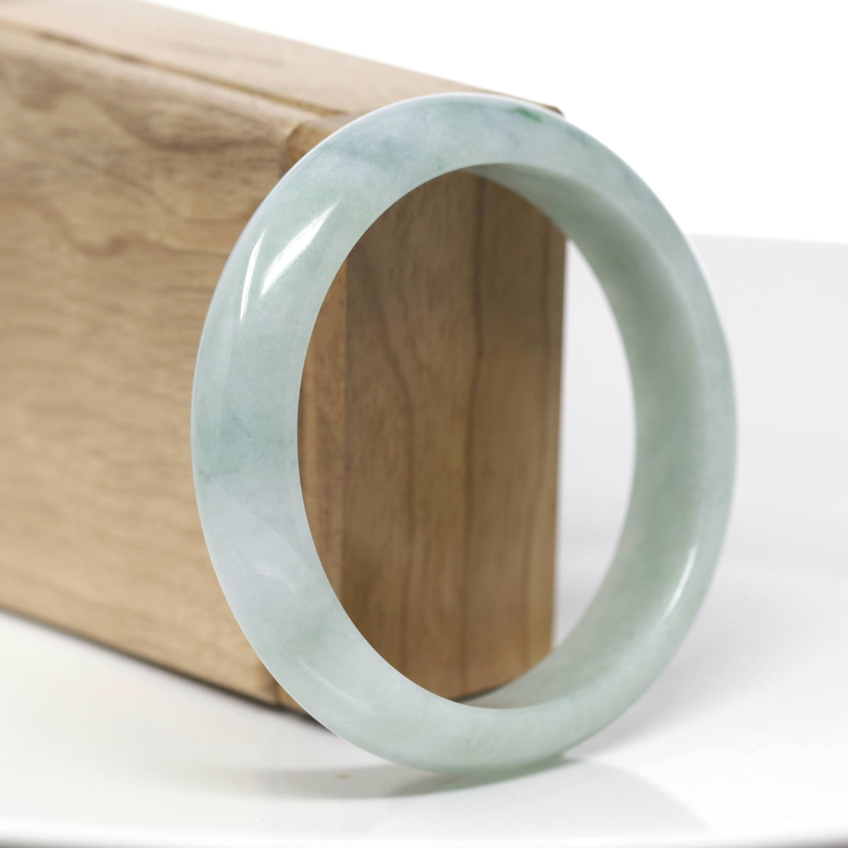 "Classic Princess Half Round" Blue- Green Jadeite Jade Bangle (58.88 mm) #715