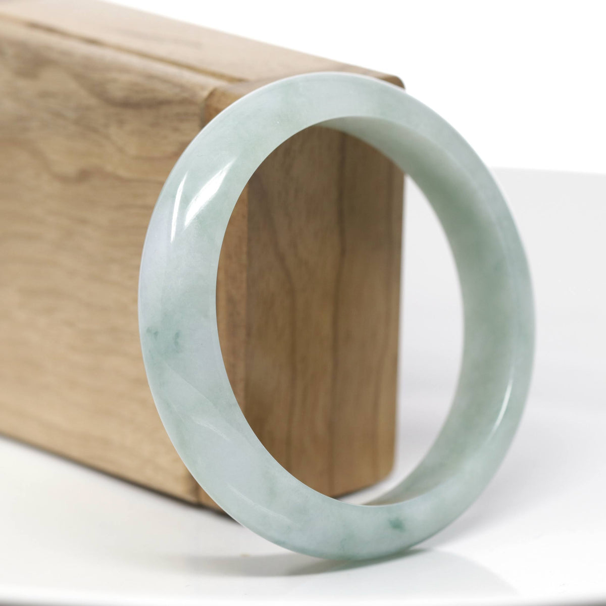 "Classic Princess Half Round" Blue- Green Jadeite Jade Bangle (58.88 mm) #715