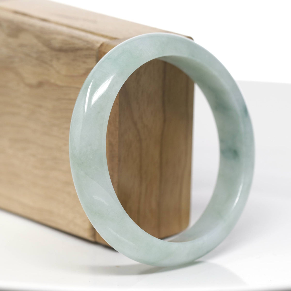"Classic Princess Half Round" Blue- Green Jadeite Jade Bangle (58.88 mm) #715