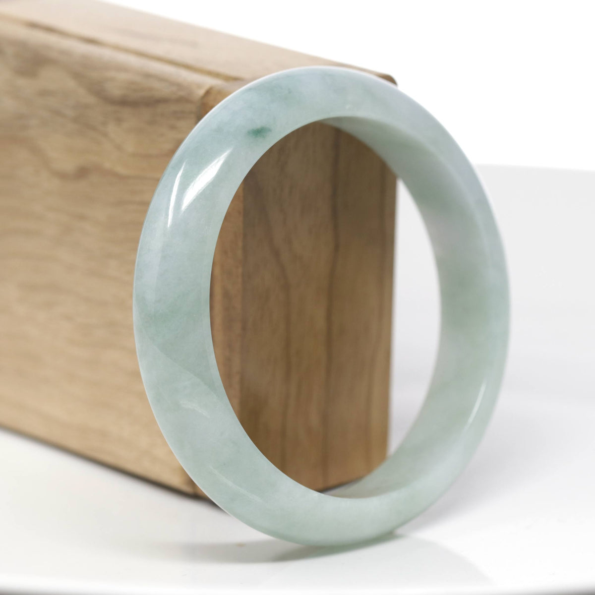 "Classic Princess Half Round" Blue- Green Jadeite Jade Bangle (58.88 mm) #715