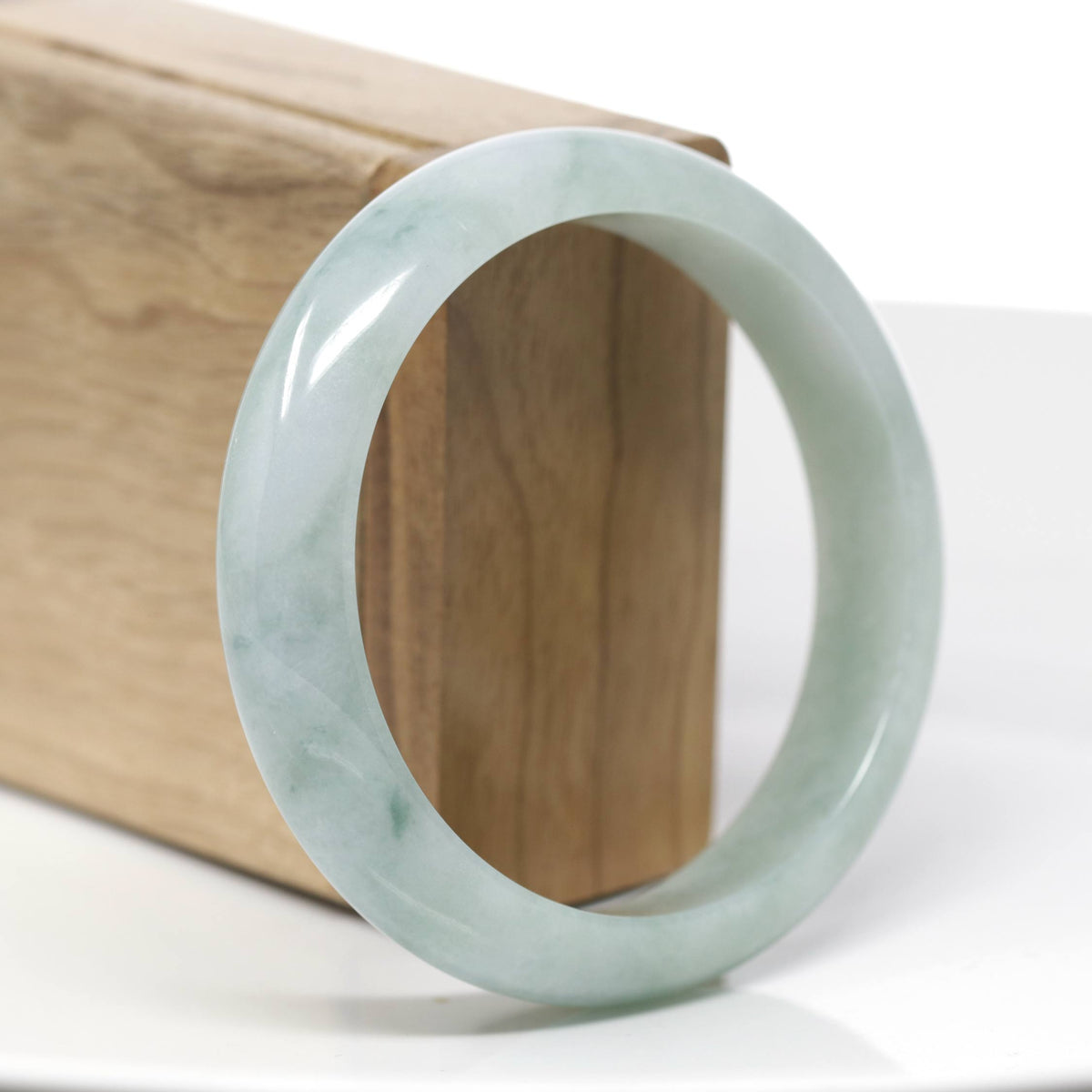 "Classic Princess Half Round" Blue- Green Jadeite Jade Bangle (58.88 mm) #715