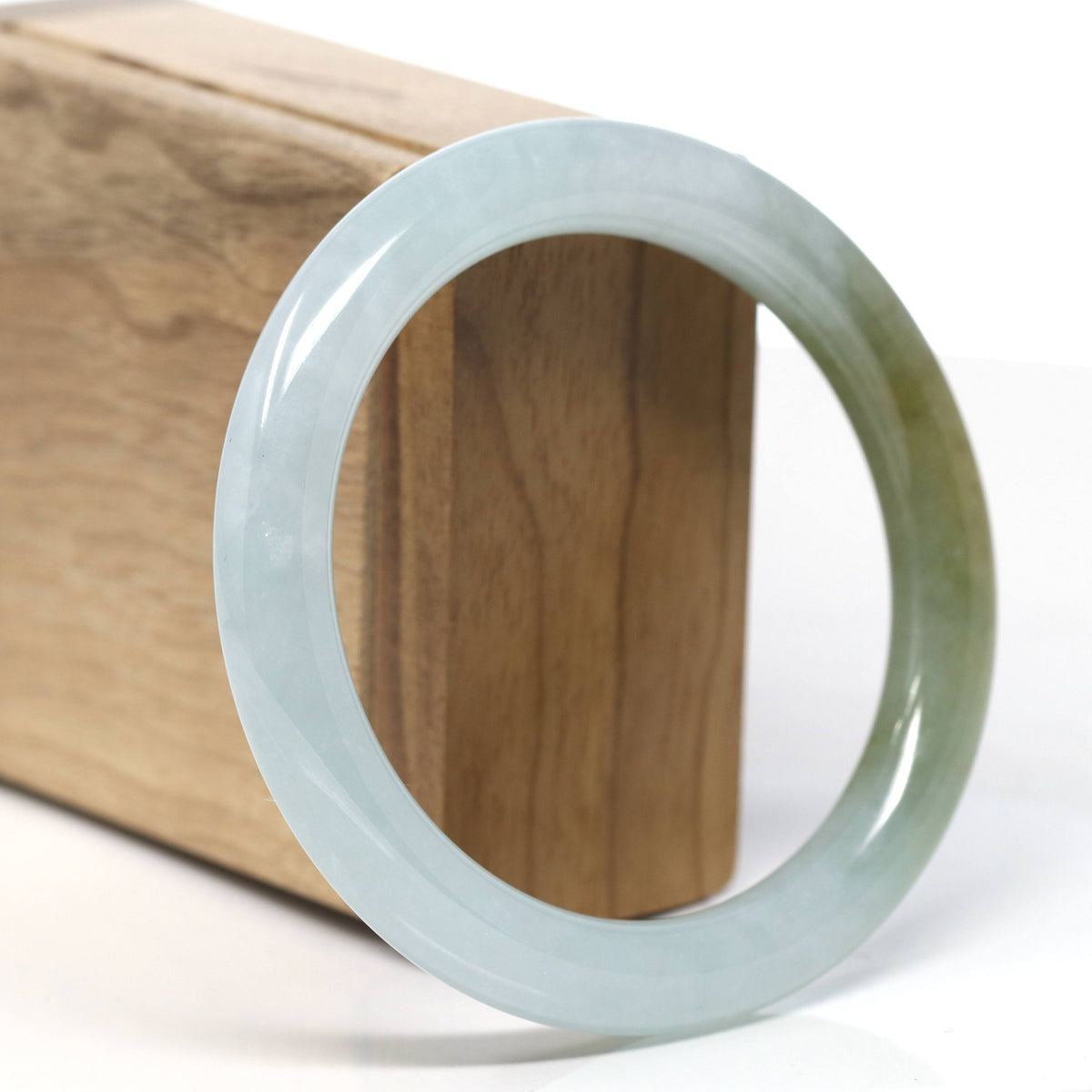 Natural Burmese Icy Green-ish Yellow Jadeite Jade Traditional Bangle Bracelet (58 mm) #T902